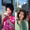 A collage of photos of four women, all smiling at the camera.