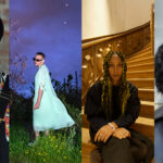 A collage with four portrait photos of the DJs: young, fashionably dressed people in front of different backgrounds.